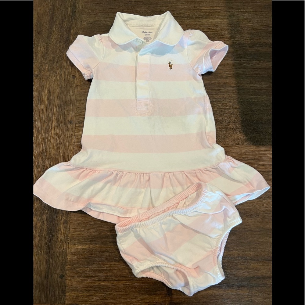 Ralph Lauren Pink and White Striped Kids Casual Dress
